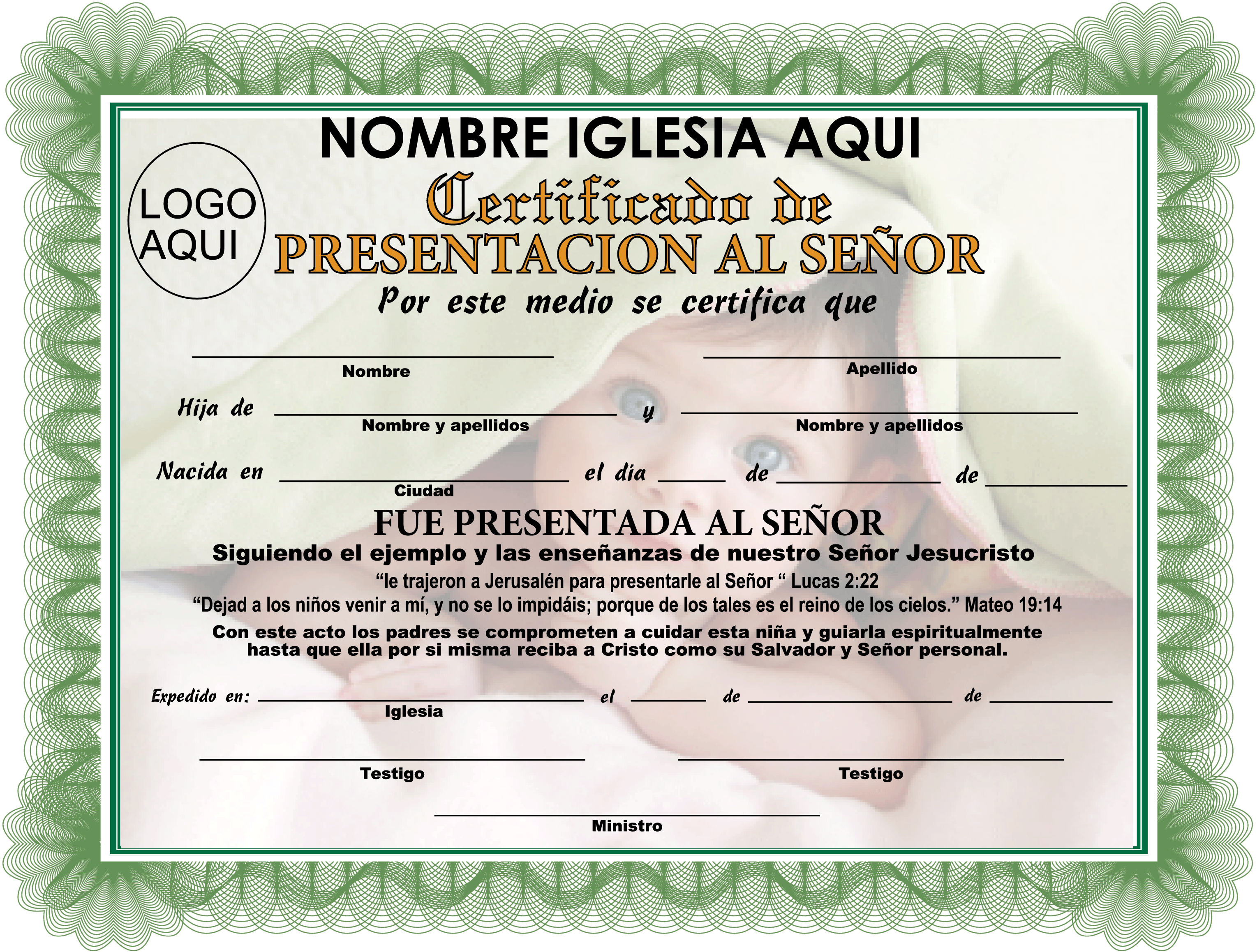 certificados de presentacion de ninos cristianos gratis certificados ...